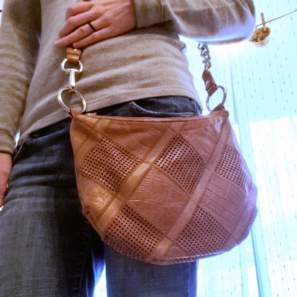 Leather and chains purse
